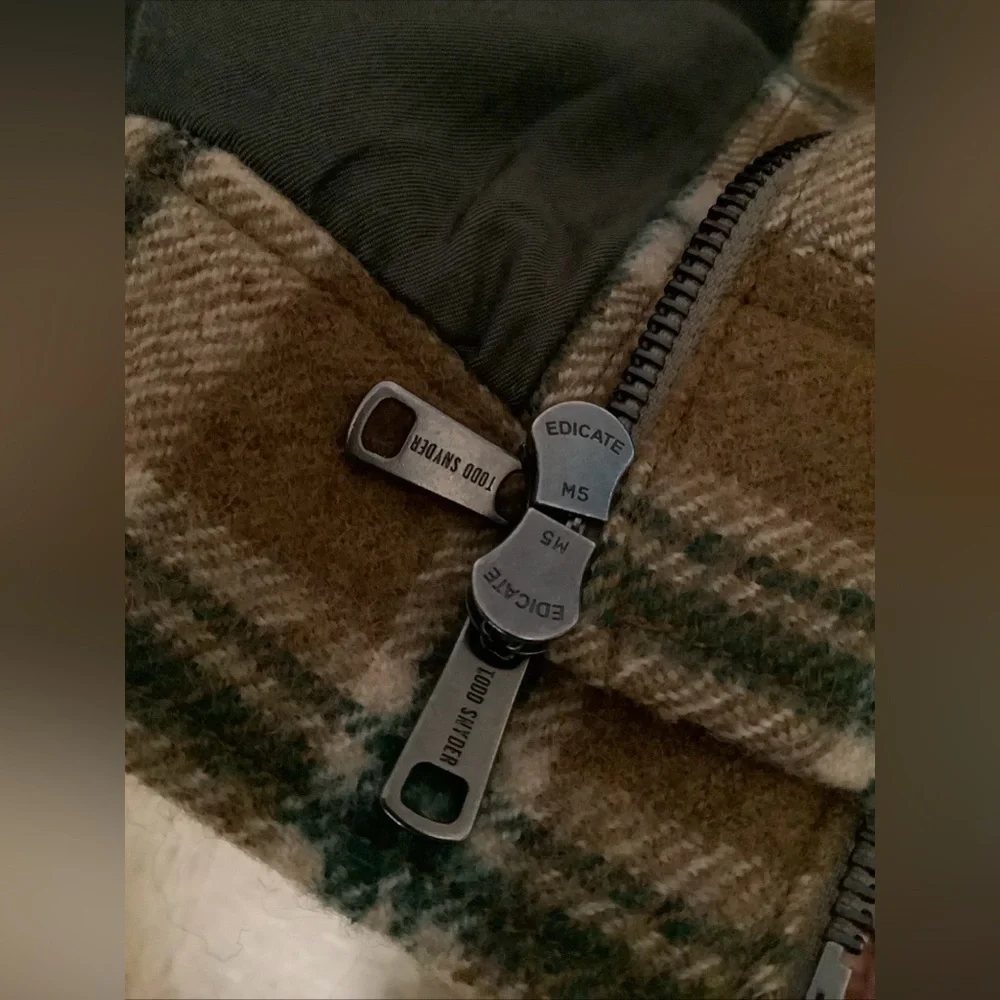 Todd Snyder Wool Bouclé Double Zip Jacket Brown Green Plaid Lined Men’s XL H2F​​